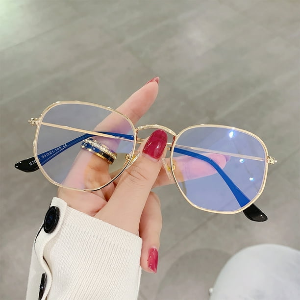 Guardurnaity Gafas de sol hexagonales para hombre y mujer lentes polarizadas de moda montura ligera proteccion para PC Unisex Lentes Oro Degradado Azul Walmart en linea