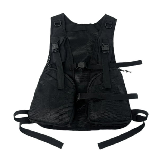 Bolsa tipo chaleco, bolsa deportiva para hombres y mujeres, múltiples bolsillos de almacenamiento, mochila para corredores, mochila para correr, al Negro
