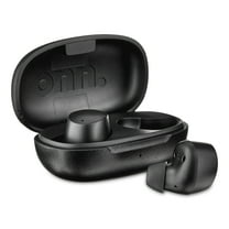 onn Bluetooth Wireless Earphones w/Charging Case and Touch Controls, Black