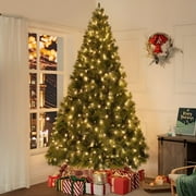 Vail 9ft Prelit Artificial Christmas Tree with Pine Cones, Foot Pedal, 2294 Branch Tips, 1050 Warm Lights and Metal Stand, 62" wide Realistic Traditional Christmas Tree with Lights by Naomi Home