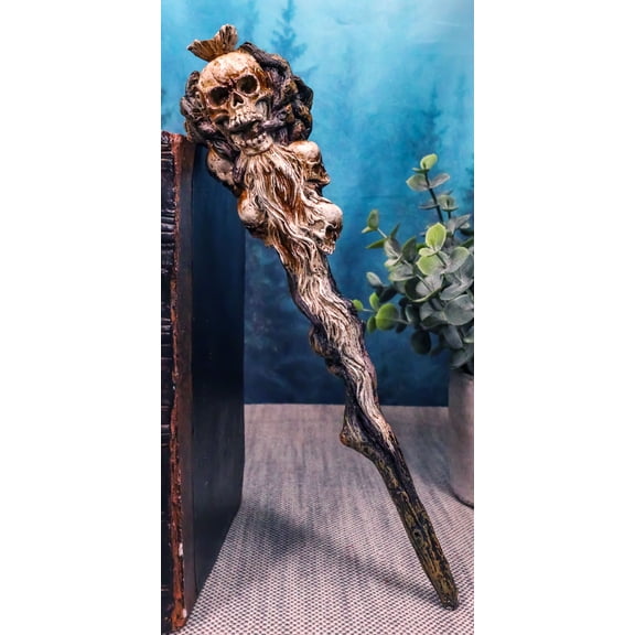 Ebros Necromancer Skulls Cosplay Wand 9.5" Tall Accessory Fantasy Decor