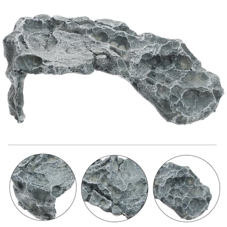 ELAYARD Grey Resin Turtle Hideout and Basking Platform for Reptile Aquarium Decor and Habitat Accessories