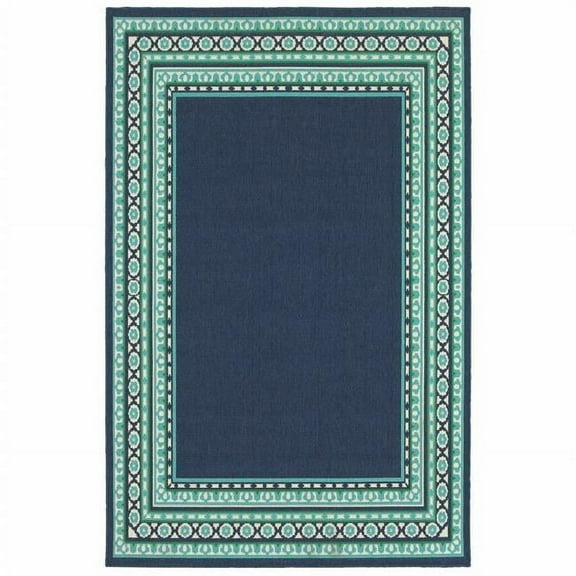 2 x 3 ft. Navy & Green Geometric Indoor & Outdoor Scatter Area Rug