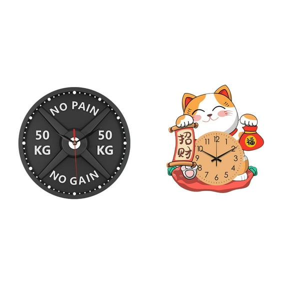 Reloj de pared con diseño de gato 3D creativo, silencioso, decorativo, para gimnasio, oficina, dormitorio, cocina, culturismo, entrenamiento, levantam