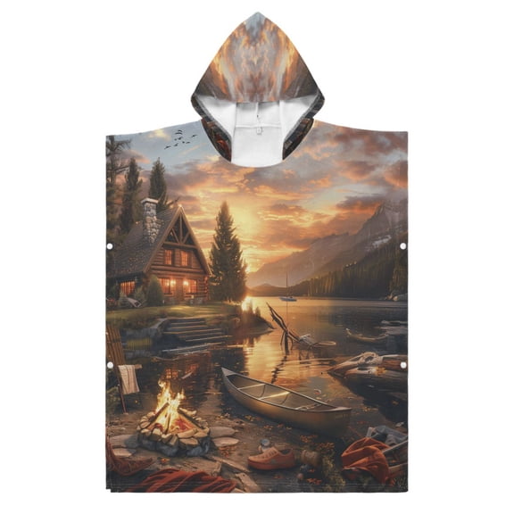 Kid Hooded Beach Towel Bath Poncho Towels Soft Absorbent Quick Dry for Boy Girl Lake House Campfire Boat S