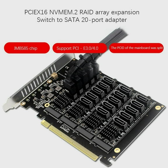 FOR PCI-E SATA Card PCIE X16 NVME M.2 RAID Array Expansion To 20-Port Adapter 585 Chip