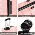 thumbnail image 3 of 3 Pieces Luggage Sets(20"carry on+bags),PC+ABS Hardshell Lightweight Suitcase with TSA Lock,Pink, 3 of 11