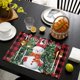 thumbnail image 4 of Juego de 4 manteles de Navidad con diseño de muñeco de nieve, diseño de muñeco de nieve con árbol de Navidad, manteles individuales de lino y algodón a cuadros de búfalo rojo y negro, manteles individuales antideslizantes y lavables para fiestas navideñas Ormromra WMZL-2269, 4 of 7