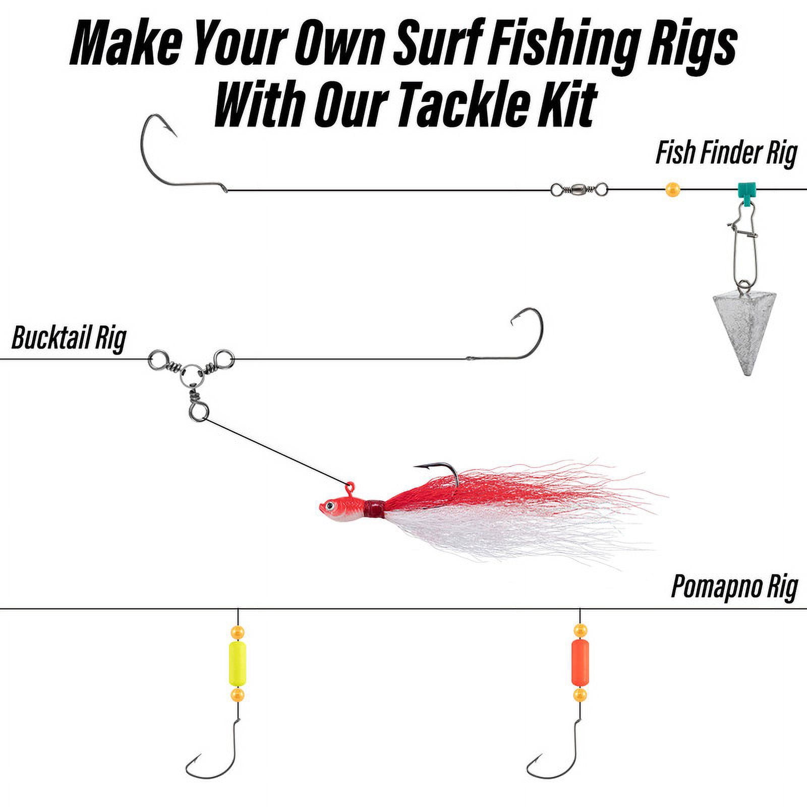 269pcs Complete Surf Fishing Tackle Kit Bucktail Jigs Lead Pyramid Sinkers Lure