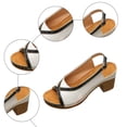 thumbnail image 5 of Rokment Womens Vintage Color Block Dressy Sandals Retro Casual Leather Peep Toe Platform Chunky Stackable High Heels Slingback Dress Shoes for Ladies White Size 8, 5 of 7