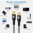 thumbnail image 4 of DisplayPort Cable 2.1 16K Display Port 2.1 2.0 Cable [16K 60Hz, 8K 120Hz, 4K 240Hz 165Hz 144Hz, 80Gbps HDR10 HDCP DSC 1.2a] Braided DP 2.1 Cord for FreeSync G-Sync Gaming Monitor, 4 of 8