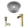 thumbnail image 6 of VIGO Concreto Stone Concrete Round Vessel Bathroom Sink in Gray with Niko Faucet and Pop-Up Drain in Matte Gold, 6 of 10
