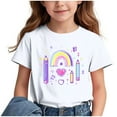 thumbnail image 2 of Frwgonr Girls Athletic Shirts Short Sleeve Girls Casual Shirts Graphic Tops Back of School Clothes White, Size 3-15 Years, 2 of 6