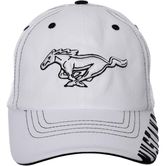 Checkered Flag Men's Ford Mustang Cap White Logo Velcro Back Hat