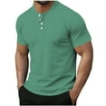 thumbnail image 3 of Men Shirts Fashionable Short Sleeved Button Round Neck Casual Solid Color Everyday Shirts for Men, 3 of 6