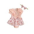 thumbnail image 1 of Gupgi Baby Girl Easter Outfit Summer Short Sleeve Ribbed Rabbit Romper Dress with Headband, 1 of 9