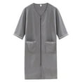 thumbnail image 4 of JUNWELL Women‘s Zipper Robes 3/4 Sleeve Zip Front Robe Knee Length Lightweight Housecoats with Pockets, 4 of 9