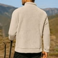 thumbnail image 7 of Men's Fuzzy Sherpa Jacket Long Sleeve Fleece Zip Up Coat with Lapels Plush Winter Outwear Warm Cardigan, 7 of 7