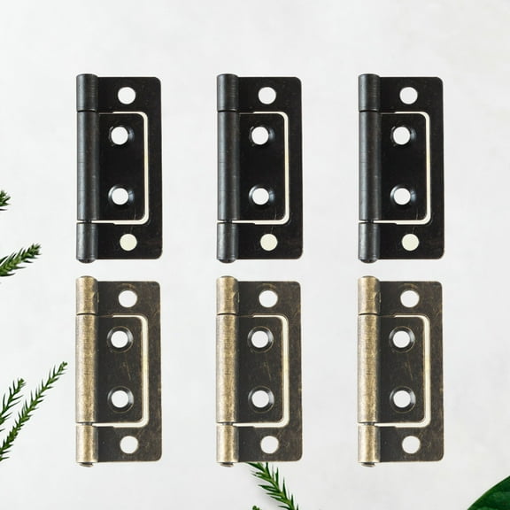 LOLIPPYY 6-Pack Heavy Duty Iron Door Hinges Flat Design Smooth Black for Projects