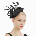 thumbnail image 2 of HCNTES Fascinators Headband with Feather, Women's Tea Party Hat for Kentucky Derby, Cocktail, Wedding, Fancy Dress Party Black, 2 of 5
