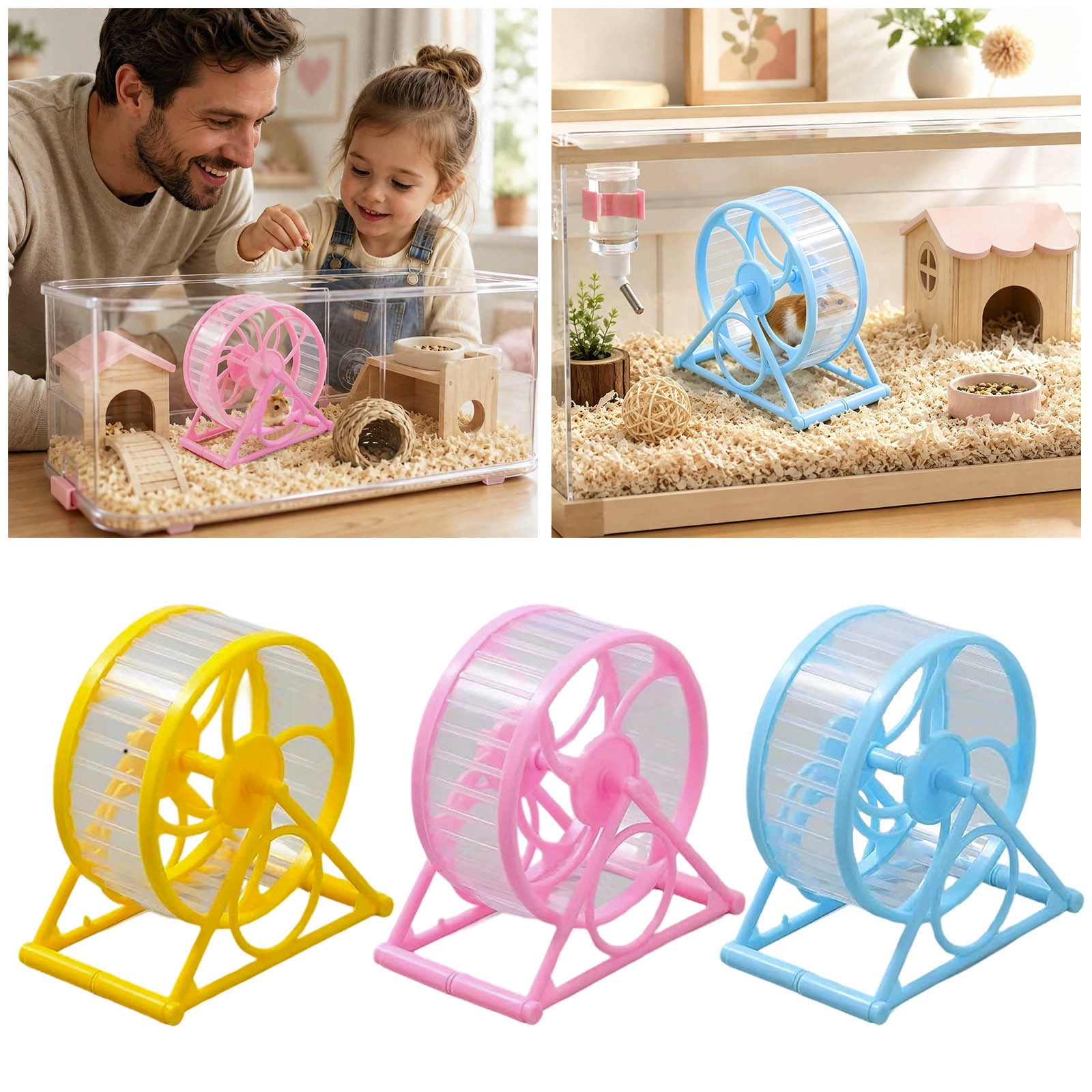 Silent Hamster Wheel 5.5" Quiet Running Exercise Toy Transparent Spinner for Hamsters Gerbils Small Pets