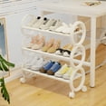 thumbnail image 2 of 3-Tier Rolling Shoe Rack, Movable Plastic Shoe Storage Cabinet with Wheels, Space-Saving Entryway Organizer, 2 of 7