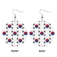 thumbnail image 2 of Round Leathe Dangle Earrings For Women Korean Flag Circle Shape Drop Earrings Jewelry, 2 of 6