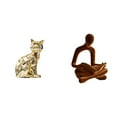 thumbnail image 1 of Estatua de gato humano, figura decorativa, animal abstracto pensador, escultura, arte, artesanía, adorno para chimenea, oficina, bar., 1 of 8