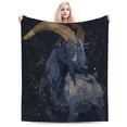 thumbnail image 2 of Mystical Capricorn Goat Throw Blanket, Celestial Star Constellation Art for Astrology Lovers & Adult Birthday Gift 80x60, 2 of 6