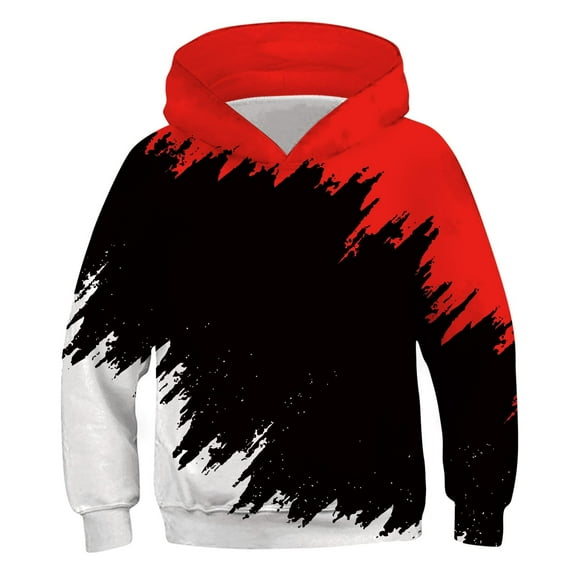 Lovskoo Kids Hoodies Sweatshirt Boys Children Soft Pullover Hooded 3D Printed Casual Tops 5 Years Red
