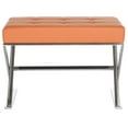 thumbnail image 3 of SAFAVIEH Micha Modern Glam X-Leg Upholstered Rectangular Ottoman, Orange/Chome, 3 of 7