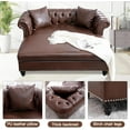 thumbnail image 7 of 63" Oversized Brown Faux Leather Chaise Lounge, Indoor Couch Bed with Rolled Arms & 2 Pillows, 7 of 7