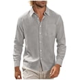thumbnail image 5 of Thousandth Men Linen Long Sleeve Button Down Shirt Casual Plus Size Loose Fit Shirt Lightweight Tops Outdoor Work Shirts for Men, 5 of 8