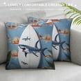 thumbnail image 3 of COMIO  Shark Surfboard Pillow Covers, Fall Pillow Cover Cushion Case for Bed Couch Sofa Holiday Farmhouse Decorative, Square., 3 of 5