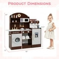 thumbnail image 3 of Honeyjoy Kids Kitchen Set Wooden Kitchen Playset with Clock, Microwave, Sink, Dish Rack Brown, 3 of 10