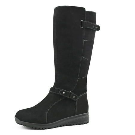 suede boots in snow