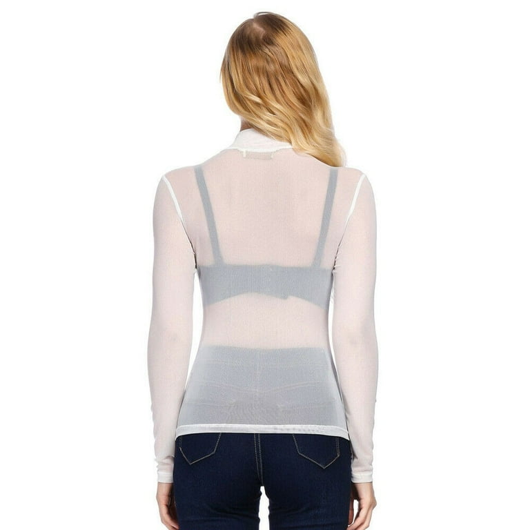 tklpehg Sheer Long Sleeve Tops for Women Casual Hight Neck tklpehg Sheer Long Sleeve Tops for Women Casual Hight Neck