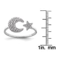 thumbnail image 2 of Primal Silver Sterling Silver Rhodium-plated Cubic Zirconia Star and Moon Ring, 2 of 4