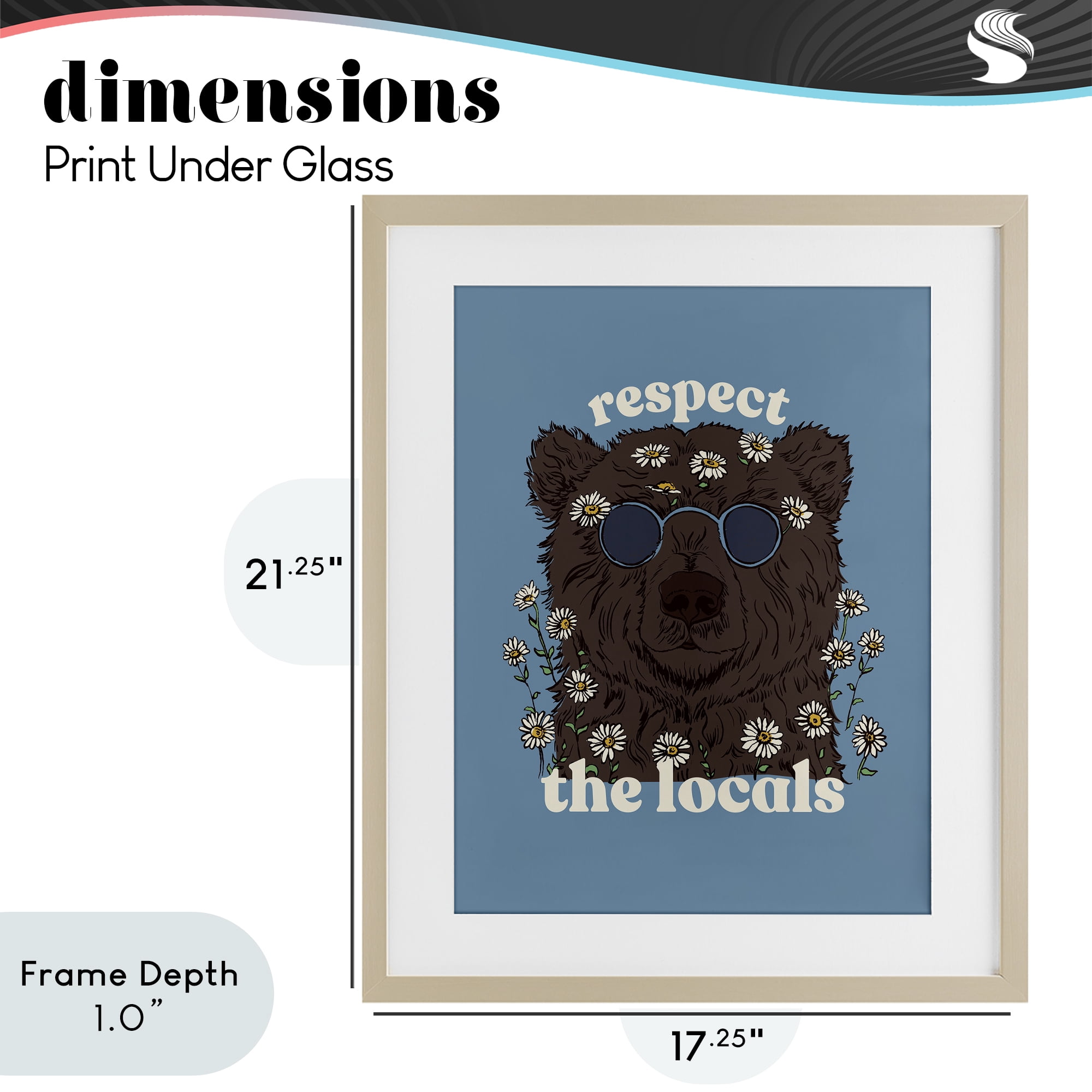 Stupell Industries Respect The Locals Bear Birch Framed Print Under Glass, design by Two If By Sea Studios