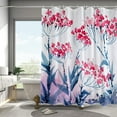 thumbnail image 2 of Watercolor Painted Flowers Shower Curtain Sets,Red and Blue Blossom Meadow Umbelliferous Plant Bathroom Curtains,Modern Minimalist Bath Curtain,Waterproof Fabric with 12 Hooks 72x72 Inches, 2 of 6