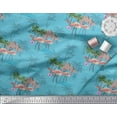 thumbnail image 3 of Soimoi Blue Viscose Chiffon Fabric Palm Tree, & Flamingo Bird Print Fabric by Yard 42 Inch Wide, 3 of 3