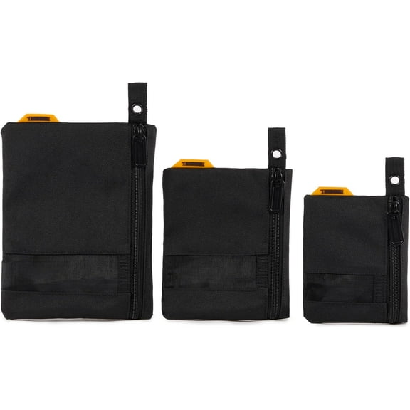 ToughBuilt – 3 Piece Fastener Bags, Heavy-Duty 1680D Ballistic Fabric Storage Pouches with Reinforced Handles & Zippers, Jobsite Organization for Hardware & Accessories