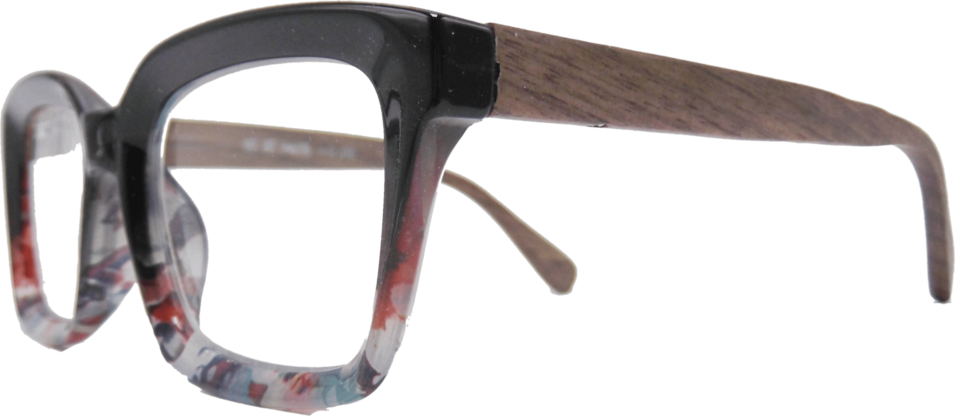 EYEGEMS Brand Eyeglasses +2.50 Women Eco Friendly Sustainable  Reading Glasses Ladies Walnut Wood Black Multicolor 0552