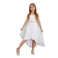 thumbnail image 3 of Moggemol Robe Trapèze en Mousseline à Manches Courtes Cape Princesse pour Filles Enfants Thème Fête Robe de Bal Blanche 12, 3 of 7