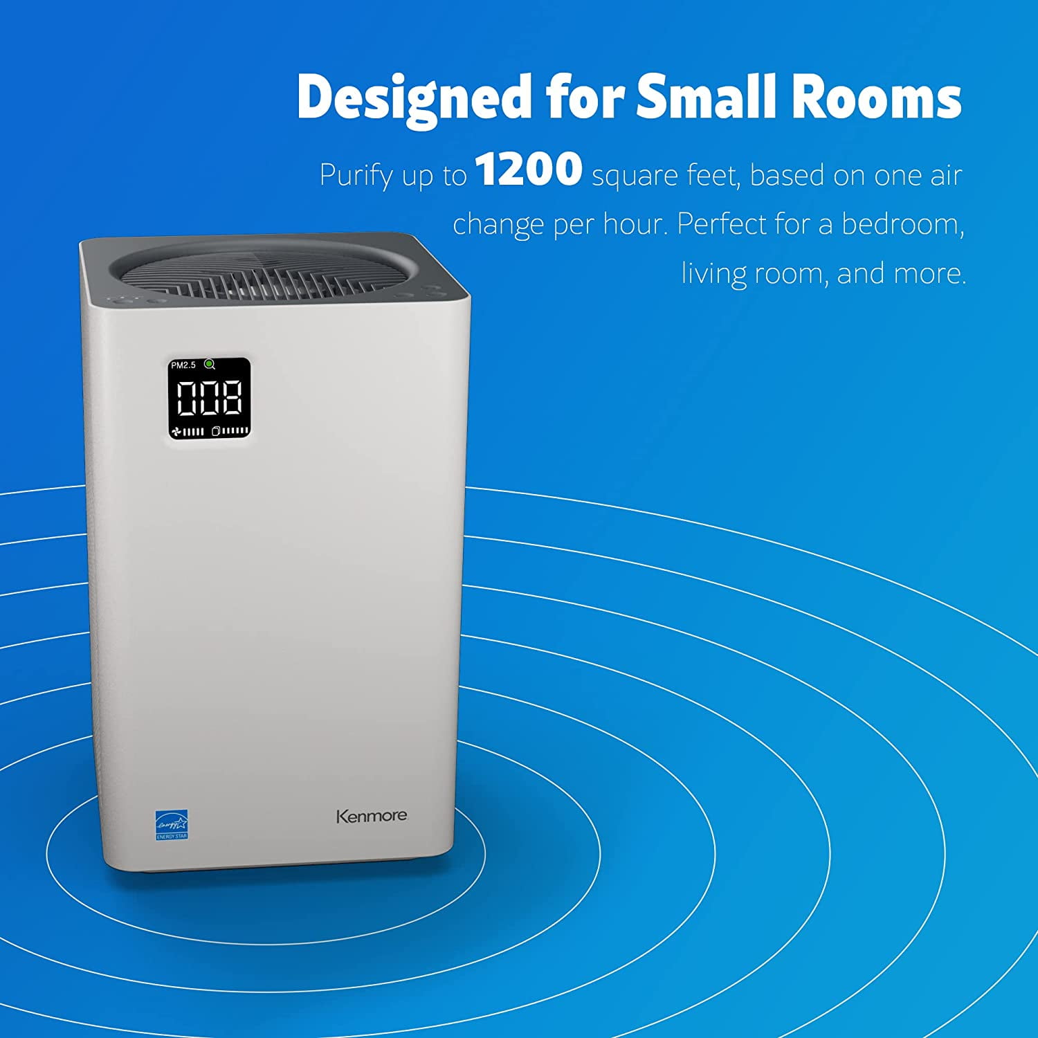Kenmore 1200 sq ft HEPA Air Purifier, White