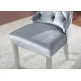 thumbnail image 5 of Glamorous Silver 9pc Dining Set Mirror Accents Table w Leaf Gray Wingback Chairs Button Tufted Upholstered Dining Room, 5 of 10