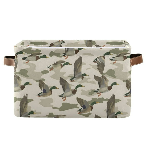 Wild Ducks Flying Storage Bins with Handle Fabric Organizer Basket Foldable Box 1 Pack 14.2x10.2x8.3