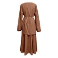 thumbnail image 6 of Bibifish Womens Skirt Set Elegant Muslim Women Solid Color Midi Top And Pleated Skirt Two Piece Set Modest Casual Daily Wear Outfits, 6 of 7