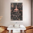 thumbnail image 3 of Elephant Stock Lotus Pose Buddha Wall Art - Vertical Canvas Wall Art - Living Room Wall Decor - People Canvas - Gray And Gold Decor - 34" x 51", 3 of 8