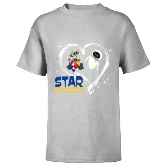 Disney and Pixar’s Wall-E and EVE Star Crossed Heart - Short Sleeve T-Shirt for Kids - Customized-Athletic Heather